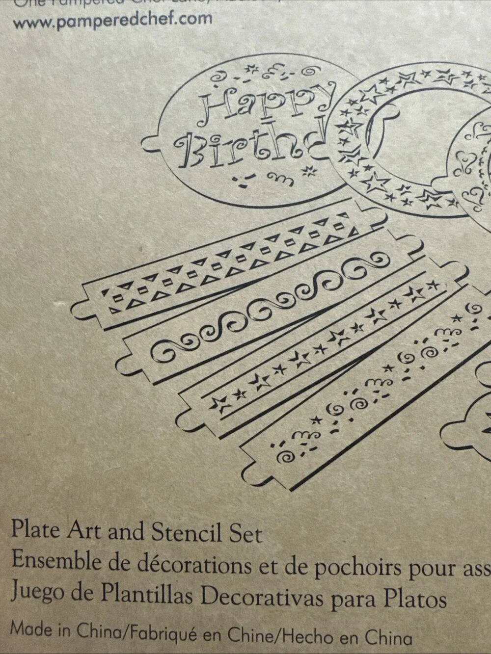 Pampered Chef #1536 Cake Stencil Set of 7 Patterns Balloons Borders Star Heart
